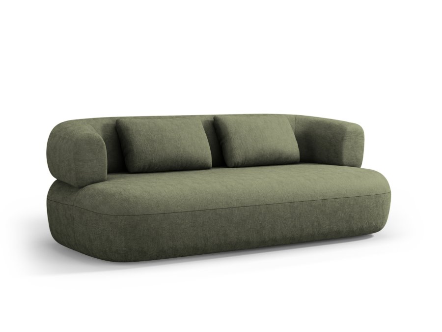 MICADONI Jenny sofa, 3 sder - grn chenille og sort plast