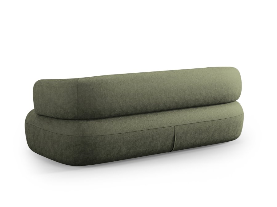 MICADONI Jenny sofa, 3 sder - grn chenille og sort plast
