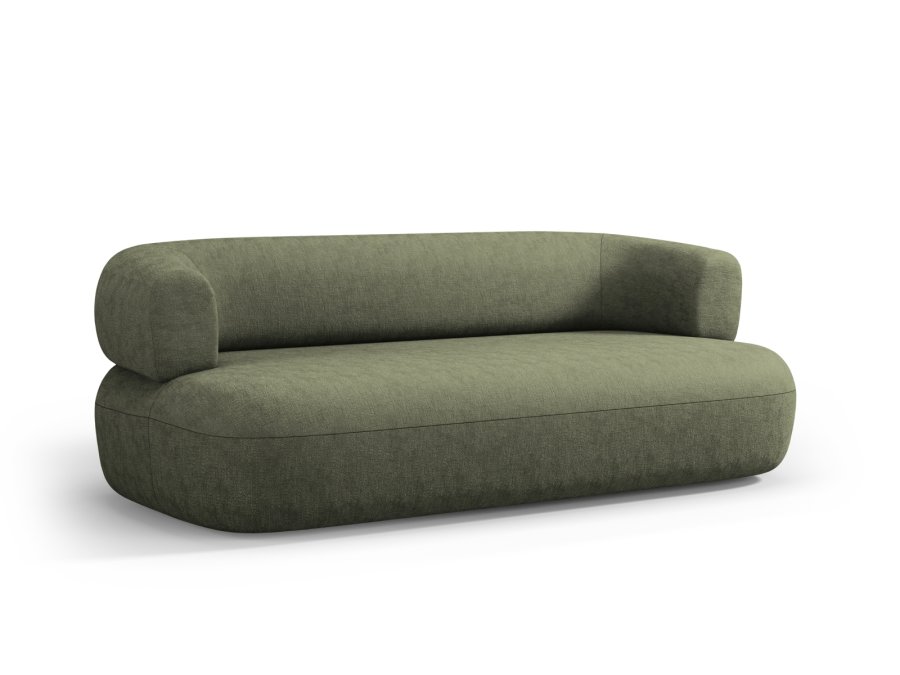 MICADONI Jenny sofa, 3 sder - grn chenille og sort plast