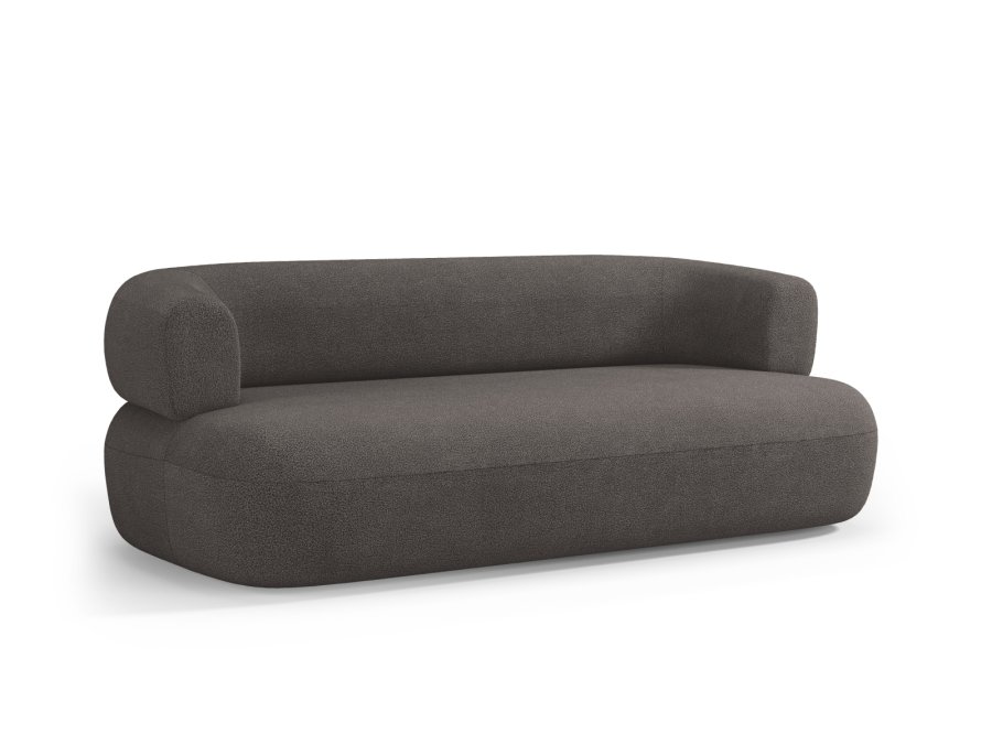 MICADONI Jenny sofa, 3 sder - gr bouclé og sort plast