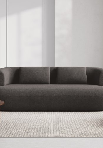 MICADONI Jenny sofa, 3 sder - gr bouclé og sort plast