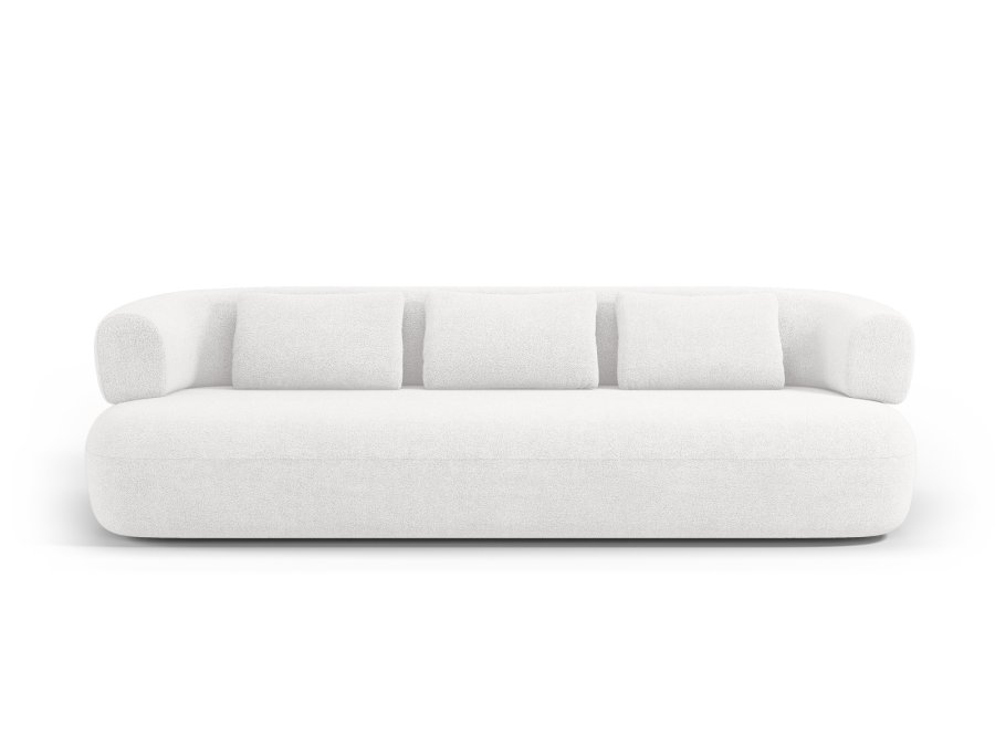 MICADONI Jenny sofa, 4 sder - hvid bouclé og sort plast