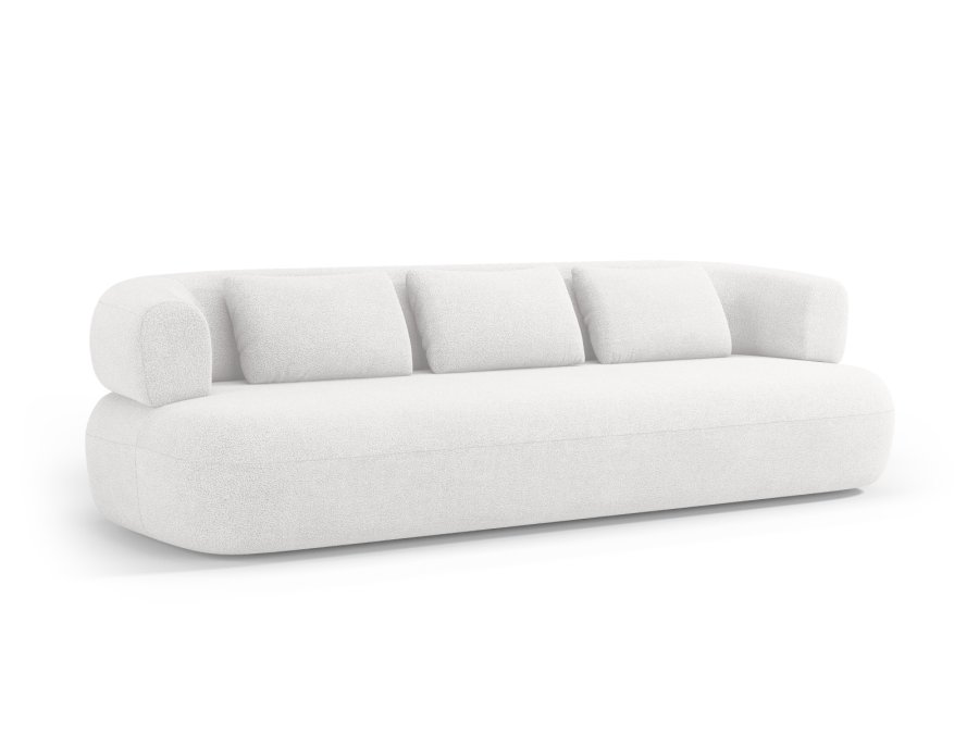 MICADONI Jenny sofa, 4 sder - hvid bouclé og sort plast