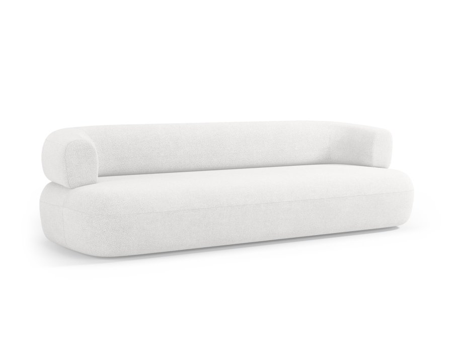 MICADONI Jenny sofa, 4 sder - hvid bouclé og sort plast
