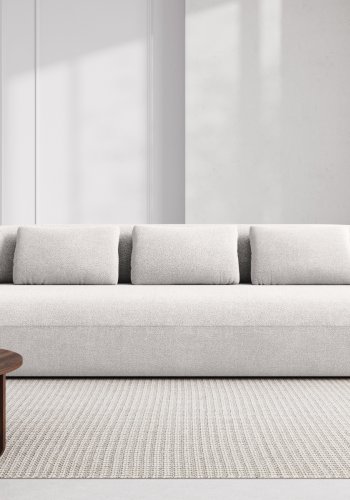 MICADONI Jenny sofa, 4 sder - hvid bouclé og sort plast