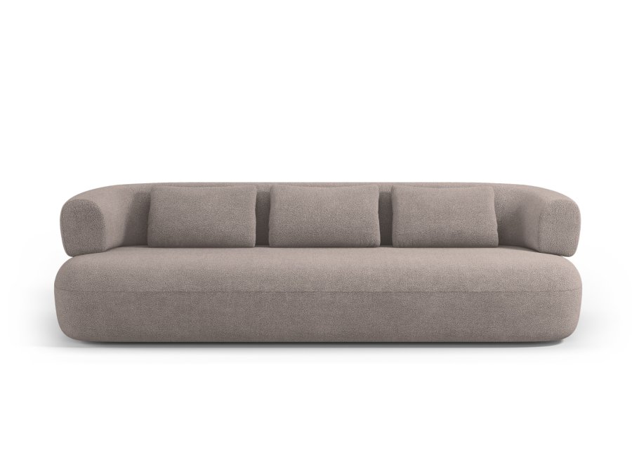 MICADONI Jenny sofa, 4 sder - brun bouclé og sort plast