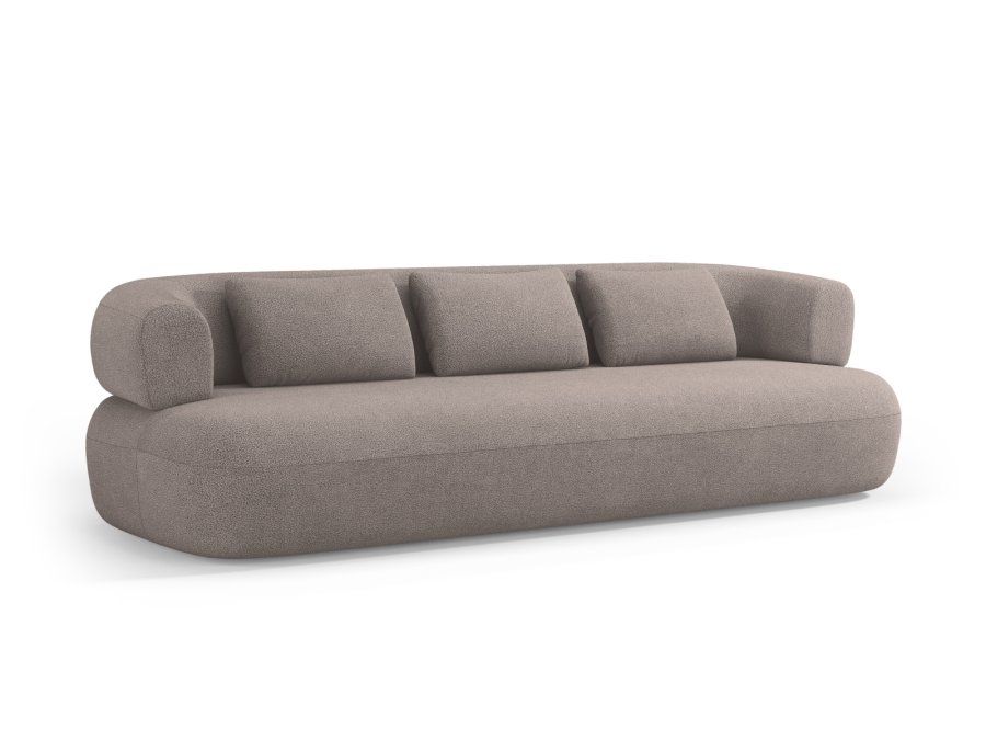 MICADONI Jenny sofa, 4 sder - brun bouclé og sort plast