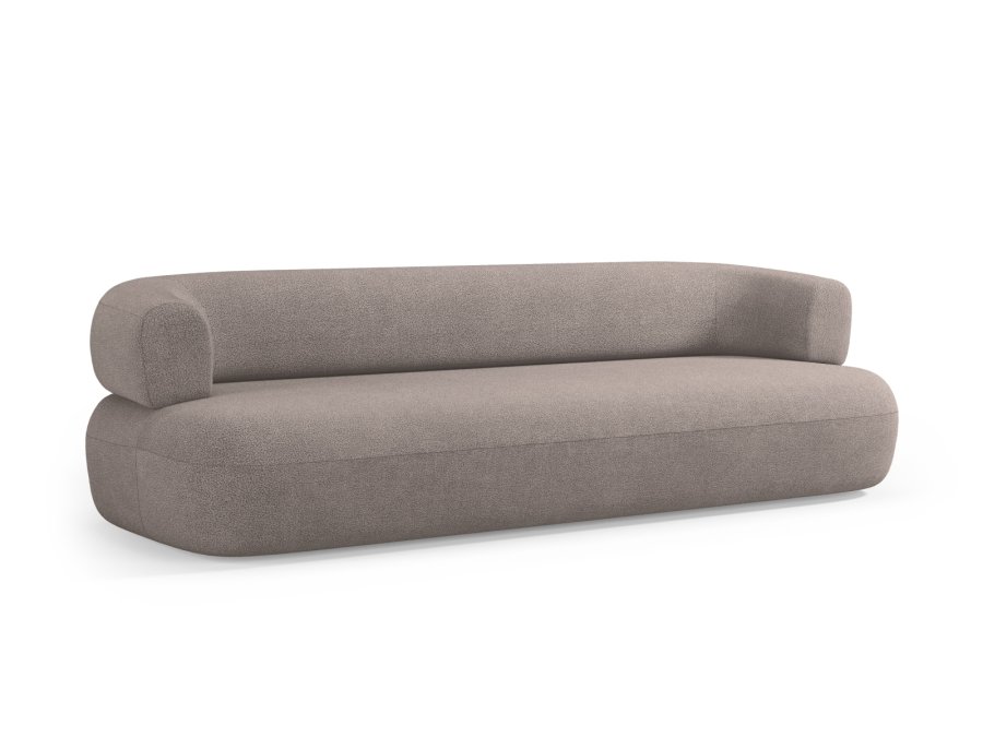 MICADONI Jenny sofa, 4 sder - brun bouclé og sort plast