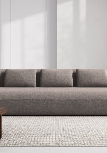 MICADONI Jenny sofa, 4 sder - brun bouclé og sort plast