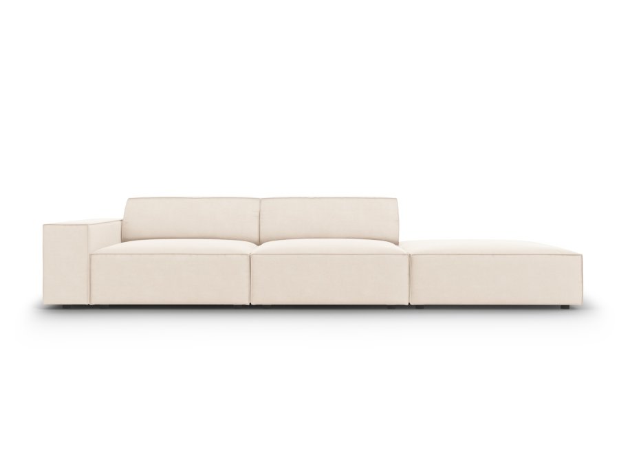 MICADONI Jodie sofa, hjre, 3 sder - beige fljl og sort plast
