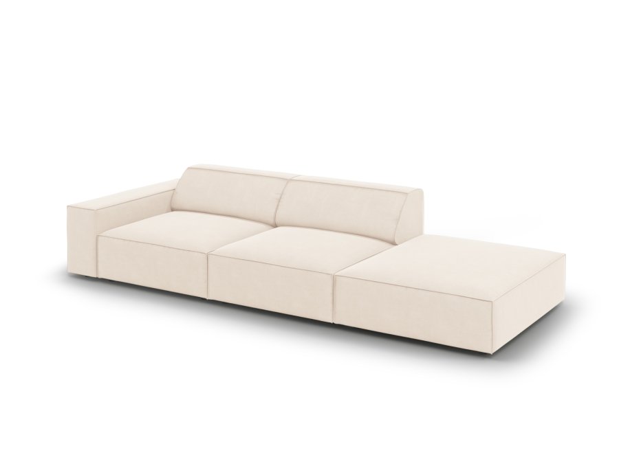 MICADONI Jodie sofa, hjre, 3 sder - beige fljl og sort plast