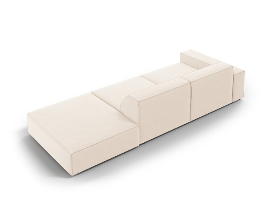 MICADONI Jodie sofa, hjre, 3 sder - beige fljl og sort plast