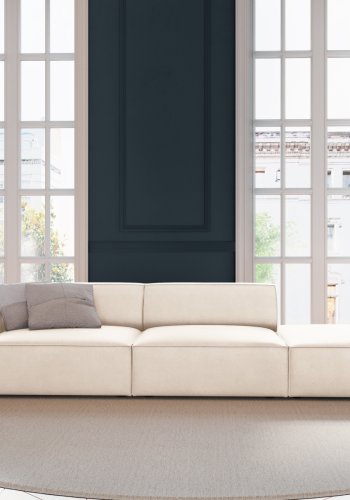 MICADONI Jodie sofa, hjre, 3 sder - beige fljl og sort plast