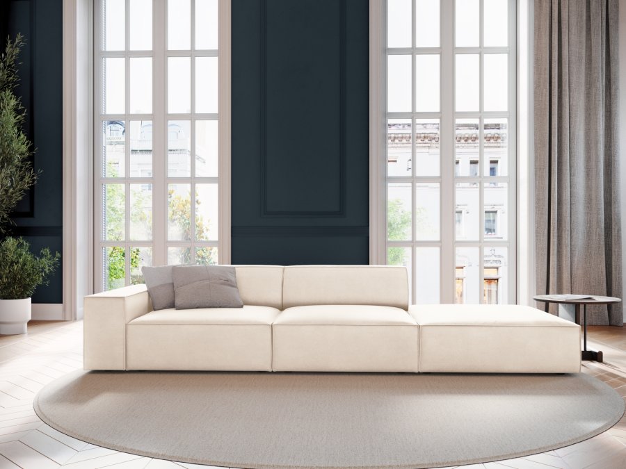 MICADONI Jodie sofa, hjre, 3 sder - beige fljl og sort plast