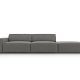 MICADONI Jodie sofa, hjre, 3 sder - gr fljl og sort plast