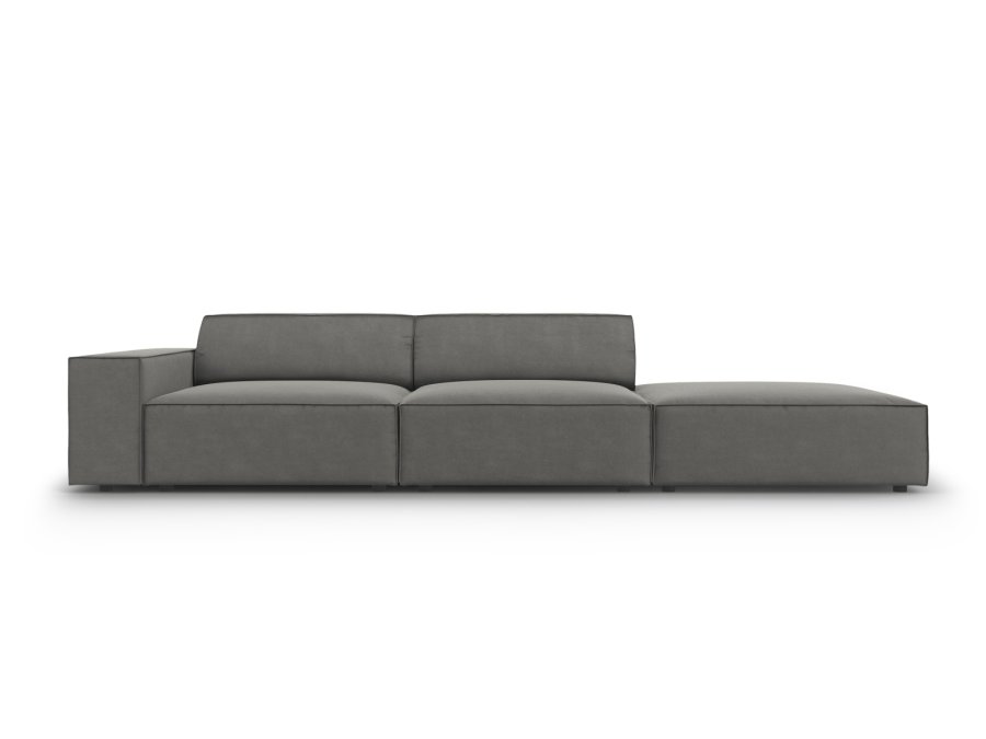 MICADONI Jodie sofa, hjre, 3 sder - gr fljl og sort plast