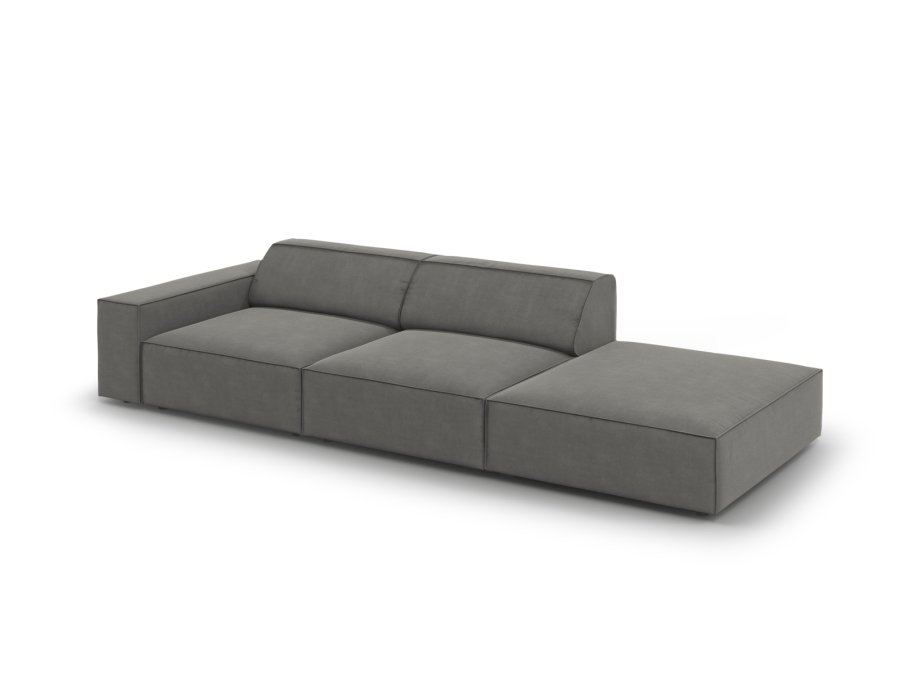 MICADONI Jodie sofa, hjre, 3 sder - gr fljl og sort plast