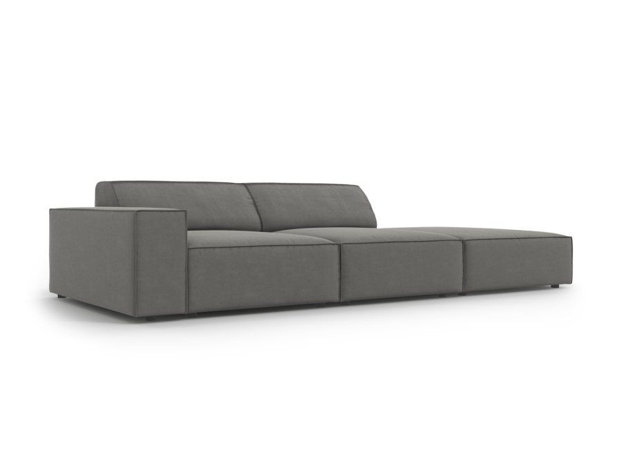 MICADONI Jodie sofa, hjre, 3 sder - gr fljl og sort plast