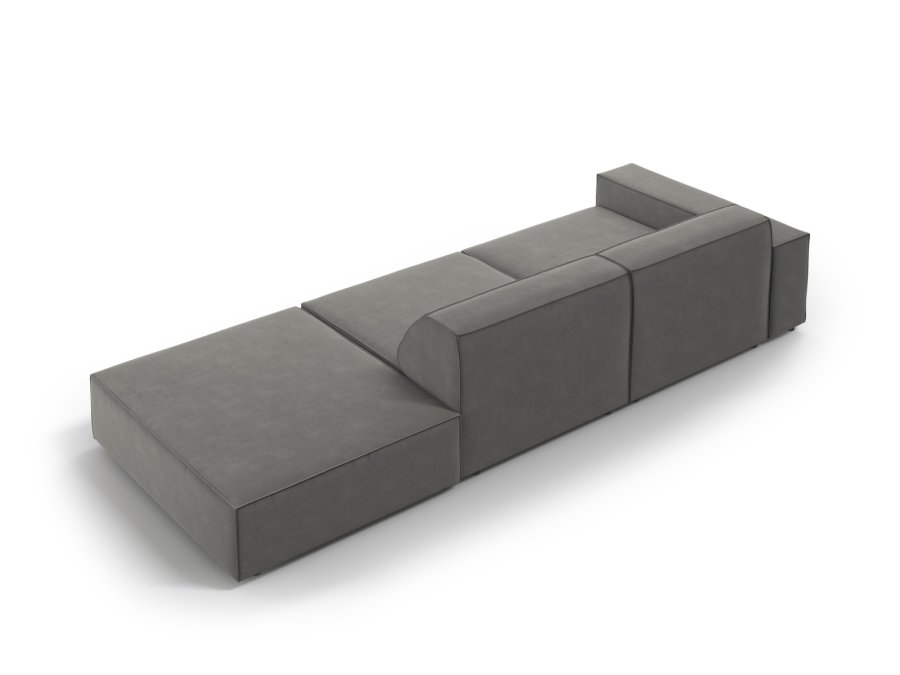 MICADONI Jodie sofa, hjre, 3 sder - gr fljl og sort plast