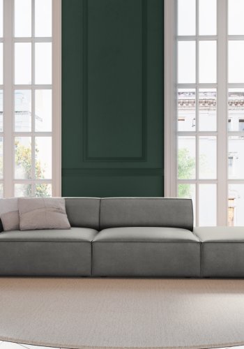 MICADONI Jodie sofa, hjre, 3 sder - gr fljl og sort plast