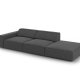 MICADONI Jodie sofa, hjre, 3 sder - gr fljl og sort plast