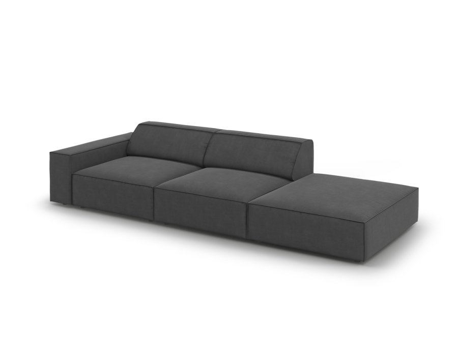 MICADONI Jodie sofa, hjre, 3 sder - gr fljl og sort plast