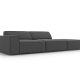 MICADONI Jodie sofa, hjre, 3 sder - gr fljl og sort plast