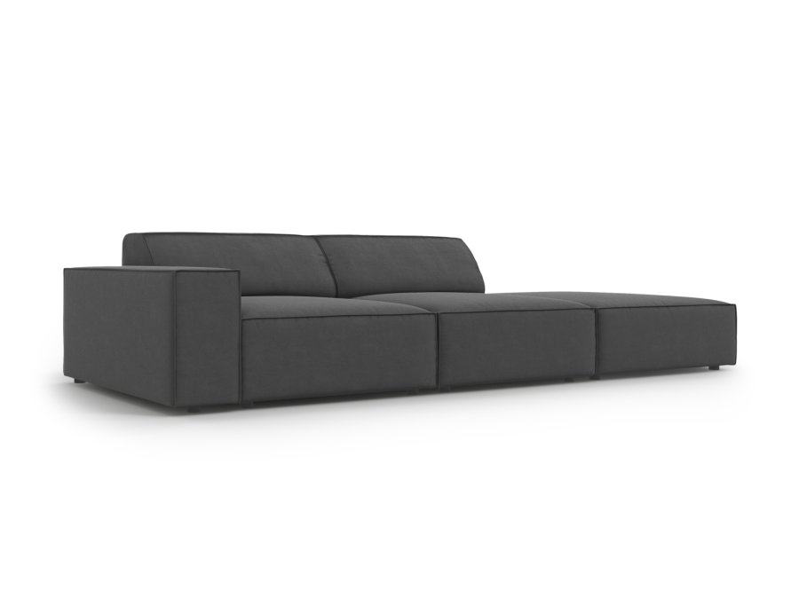 MICADONI Jodie sofa, hjre, 3 sder - gr fljl og sort plast