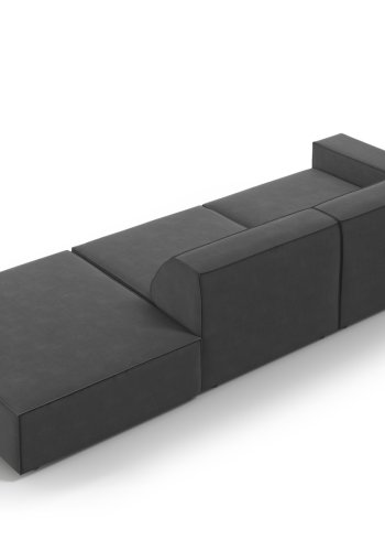 MICADONI Jodie sofa, hjre, 3 sder - gr fljl og sort plast