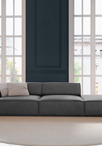 MICADONI Jodie sofa, hjre, 3 sder - gr fljl og sort plast
