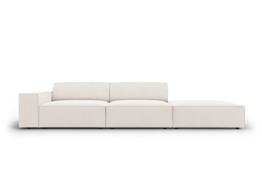 MICADONI Jodie sofa, hjre, 3 sder - beige stof og sort plast