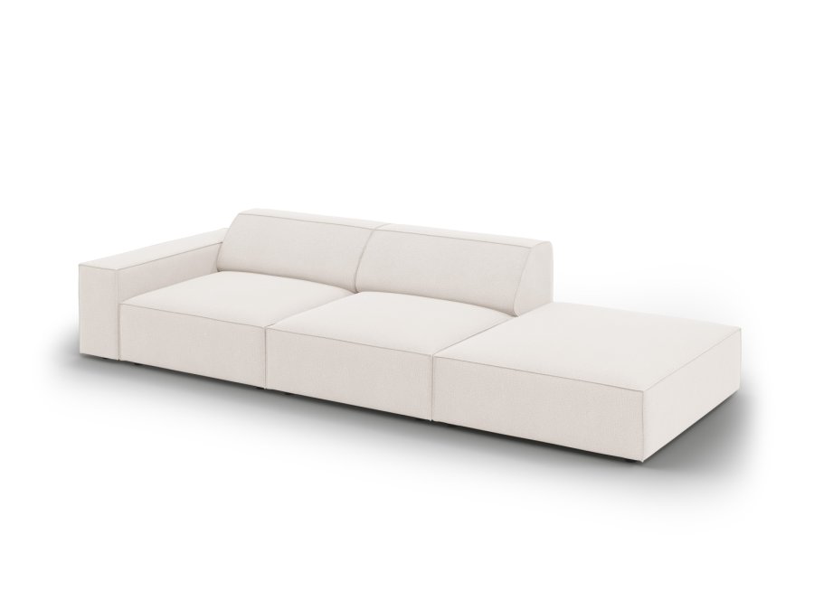 MICADONI Jodie sofa, hjre, 3 sder - beige stof og sort plast
