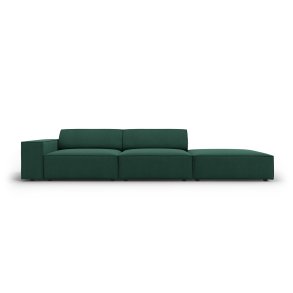 MICADONI Jodie sofa, hjre, 3 sder - grn stof og sort plast