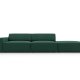 MICADONI Jodie sofa, hjre, 3 sder - grn stof og sort plast