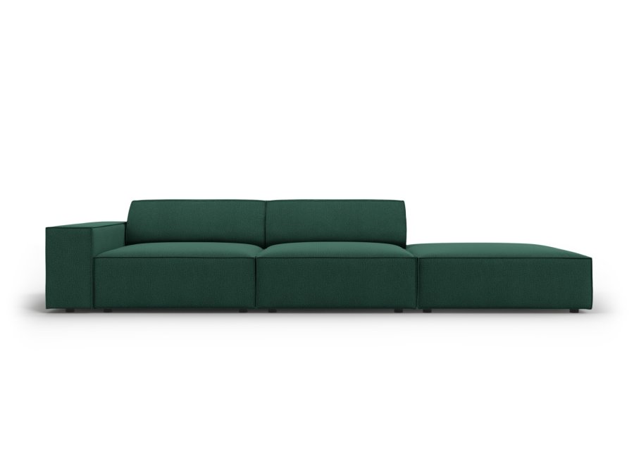 MICADONI Jodie sofa, hjre, 3 sder - grn stof og sort plast
