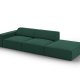 MICADONI Jodie sofa, hjre, 3 sder - grn stof og sort plast