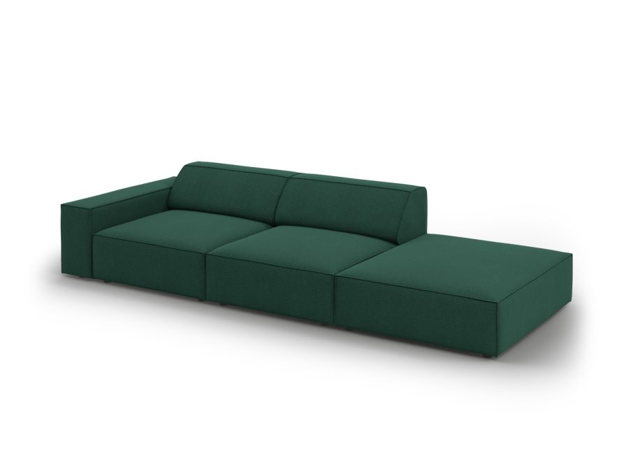 MICADONI Jodie sofa, hjre, 3 sder - grn stof og sort plast