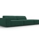 MICADONI Jodie sofa, hjre, 3 sder - grn stof og sort plast
