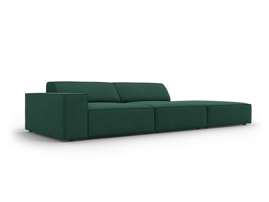 MICADONI Jodie sofa, hjre, 3 sder - grn stof og sort plast