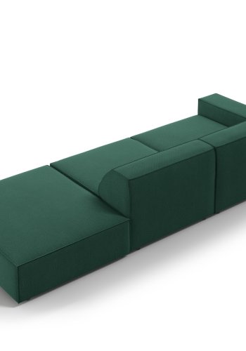 MICADONI Jodie sofa, hjre, 3 sder - grn stof og sort plast