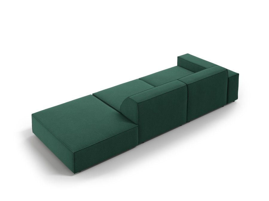 MICADONI Jodie sofa, hjre, 3 sder - grn stof og sort plast