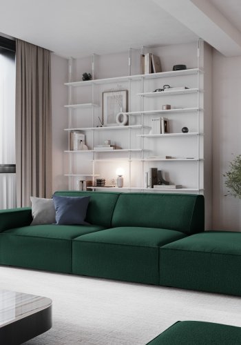 MICADONI Jodie sofa, hjre, 3 sder - grn stof og sort plast