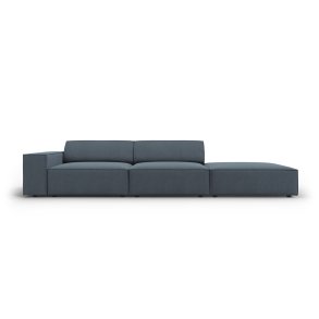 MICADONI Jodie sofa, hjre, 3 sder - bl stof og sort plast