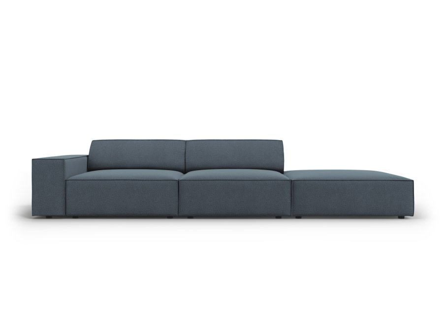 MICADONI Jodie sofa, hjre, 3 sder - bl stof og sort plast