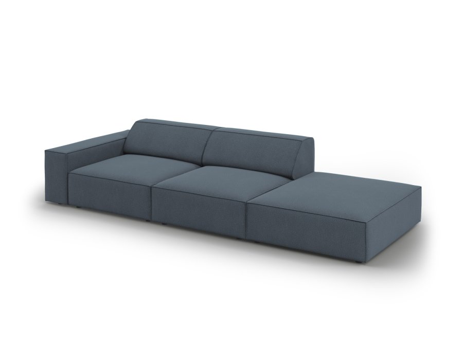 MICADONI Jodie sofa, hjre, 3 sder - bl stof og sort plast