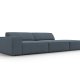 MICADONI Jodie sofa, hjre, 3 sder - bl stof og sort plast