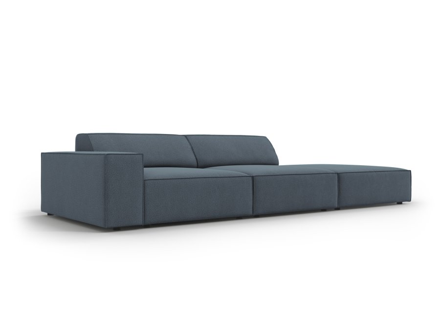 MICADONI Jodie sofa, hjre, 3 sder - bl stof og sort plast