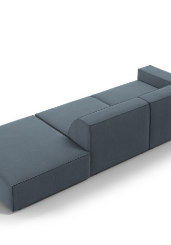MICADONI Jodie sofa, hjre, 3 sder - bl stof og sort plast