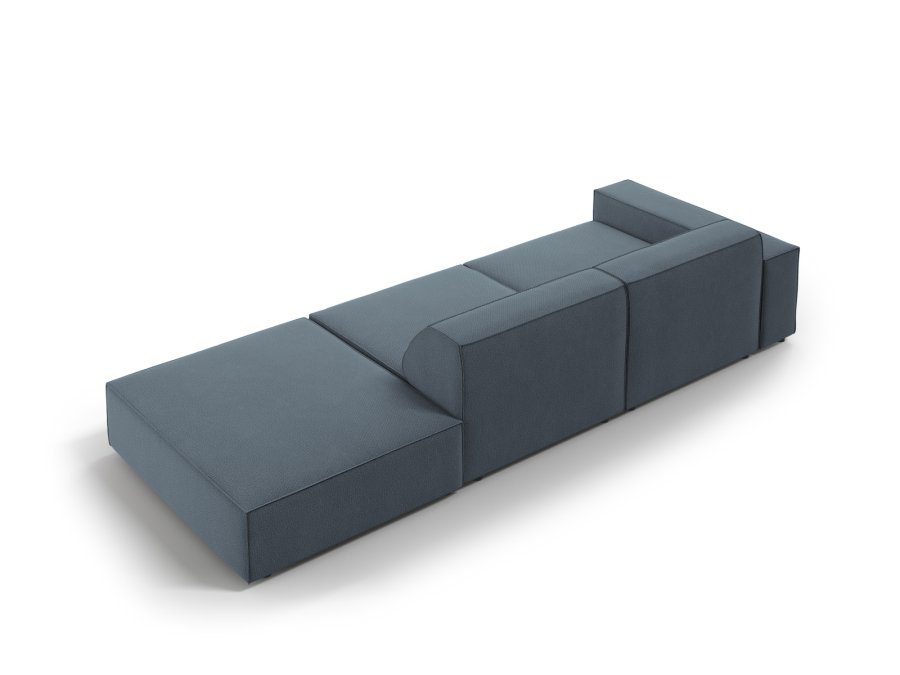MICADONI Jodie sofa, hjre, 3 sder - bl stof og sort plast