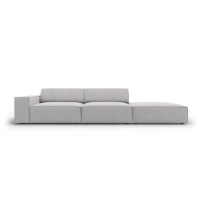 MICADONI Jodie sofa, hjre, 3 sder - gr stof og sort plast